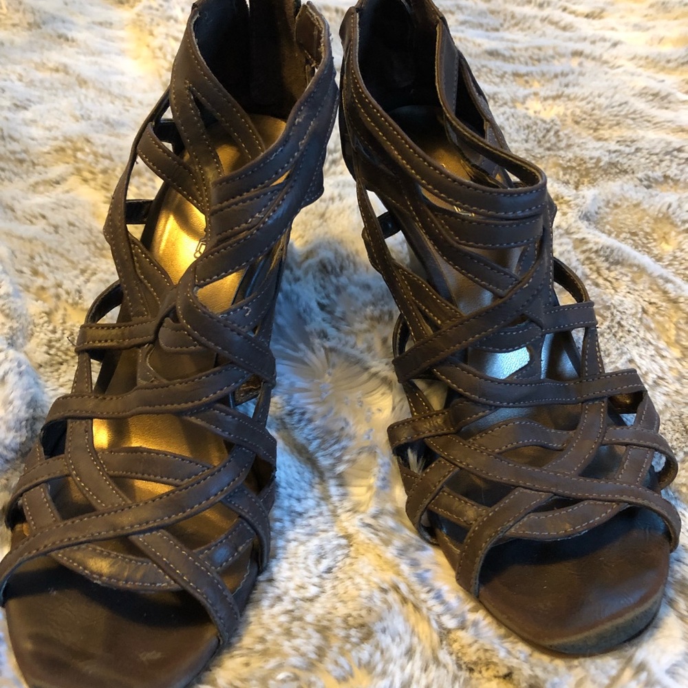 X-Appeal Brown Wedge Sandals with Brown Heel Sz. 7